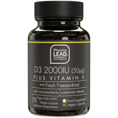 Pharmalead Black Range D3 2000IU Plus Vitamin K Συμπλήρωμα Διατροφής για την Ενίσχυση του Ανοσοποιητικού & την Υγεία των Οστών 60veg.caps